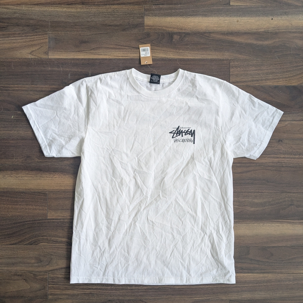 Stussy Vancouver Chapter White Short Sleeve Tee with Black Logo